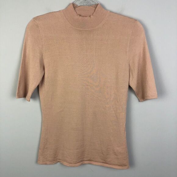 ST. JOHN | High Neck Short Sleeve Wool Top Small - Picture 1 of 10